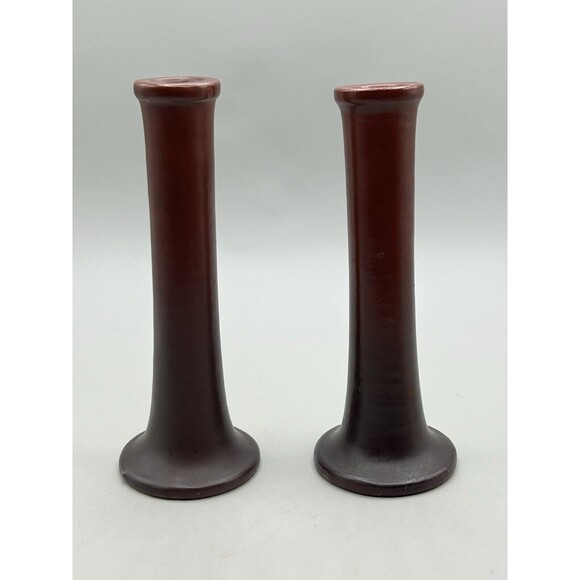 Van Briggle very early 1903-1920 Bud vases Purple Rose SET OF 2 - Picture 1 of 16